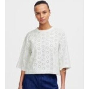 Madewell Eyelet Embroidered Crop Top XXS Womens White Short Sleeve NV969